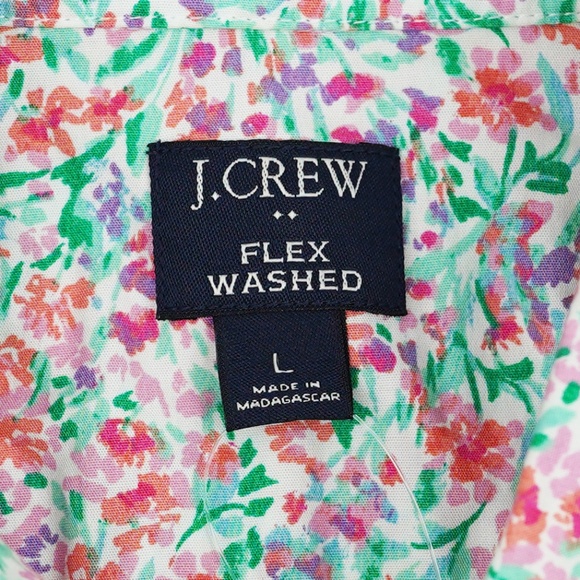 JCREW Size L Short-Sleeve Printed Flex Casual Shirt Floral Multi $89 BL165 - Picture 4 of 7